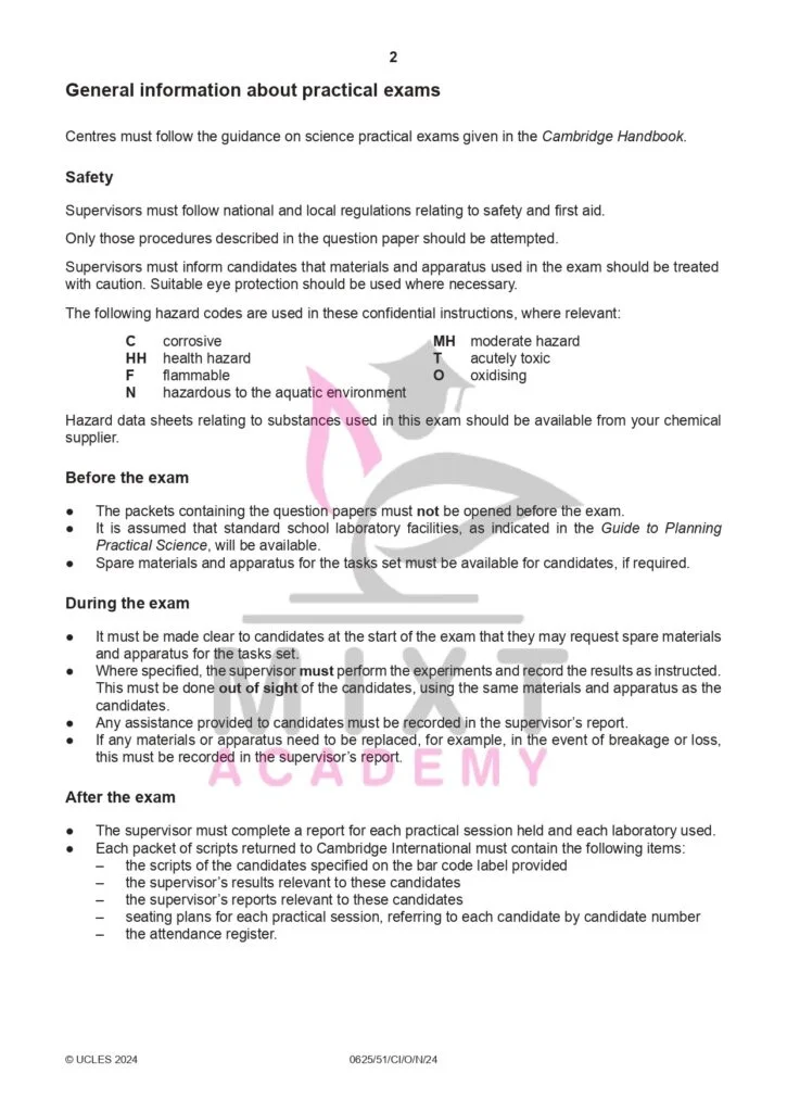 past papers 15 General Information Abut practical exams