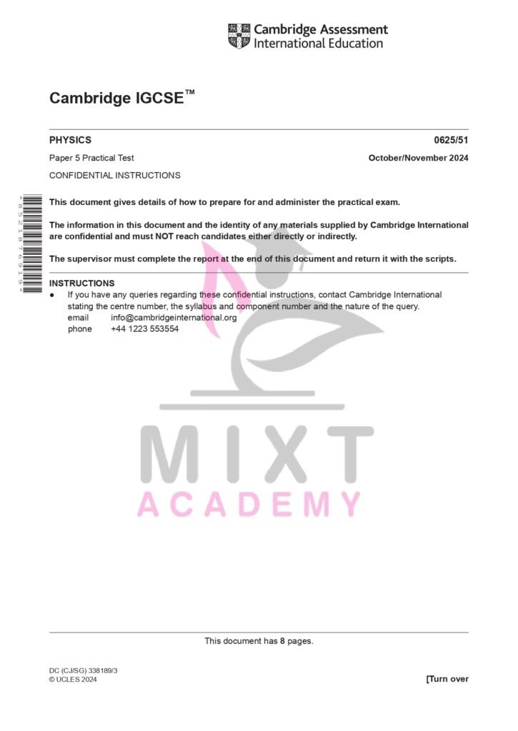 past papers 17 Specific practical Exam Information