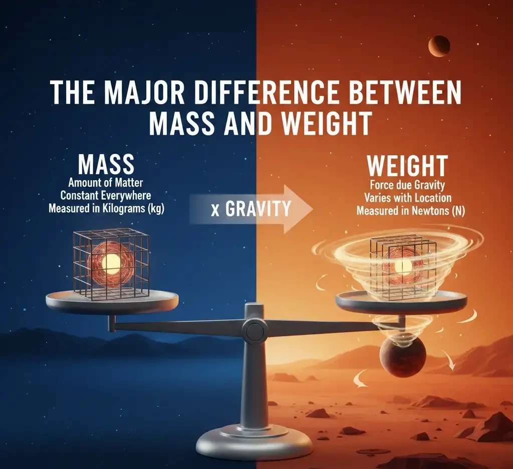 The following is a brief comparison between mass and weight.