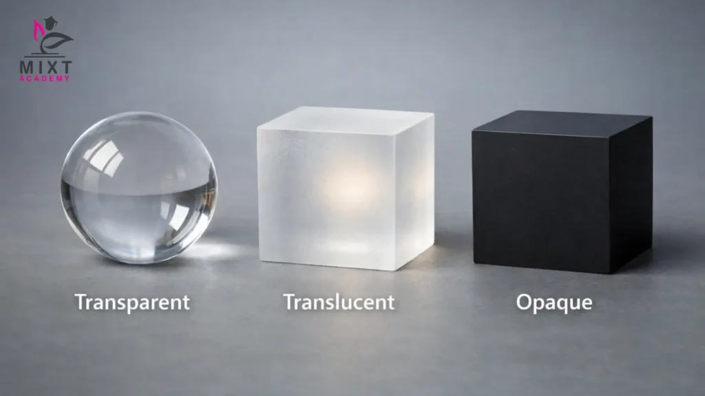an image showing transparent, translucent and opaque objects