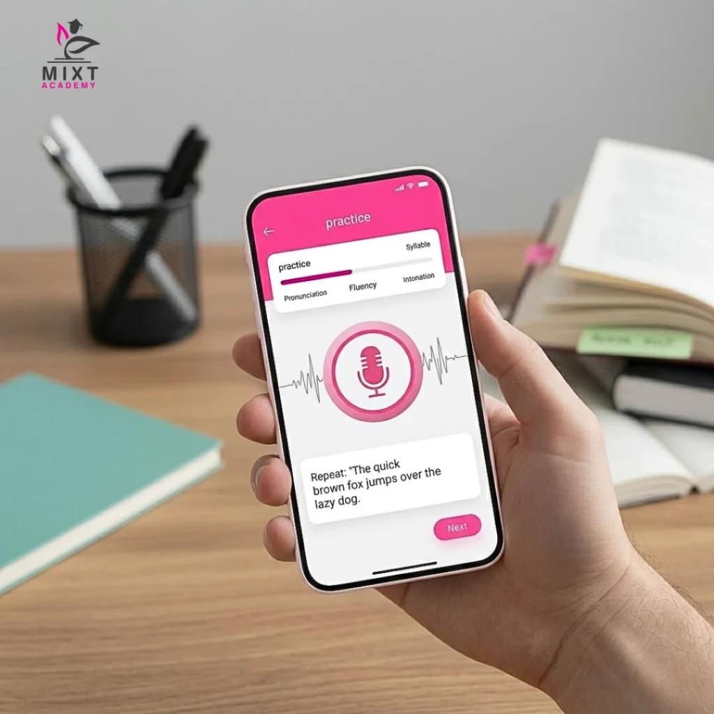An app to improve English speaking skills for fluency