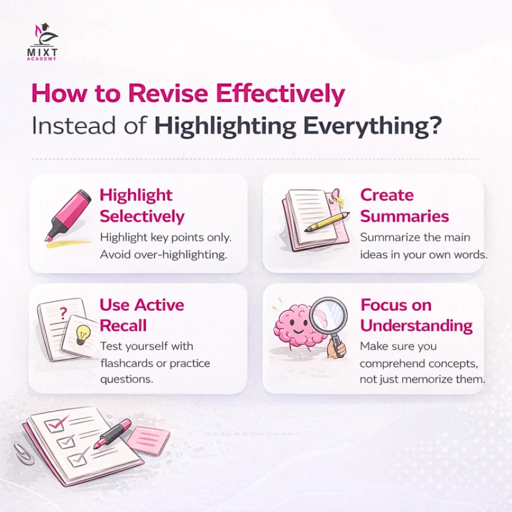 An image showing tips to revise effectively with Mixt Academy 