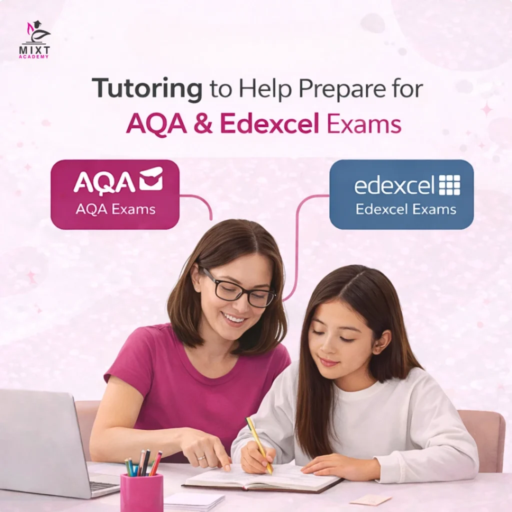 Mixt Academy tutor helping a student prepare for AQA and Edexcel exams