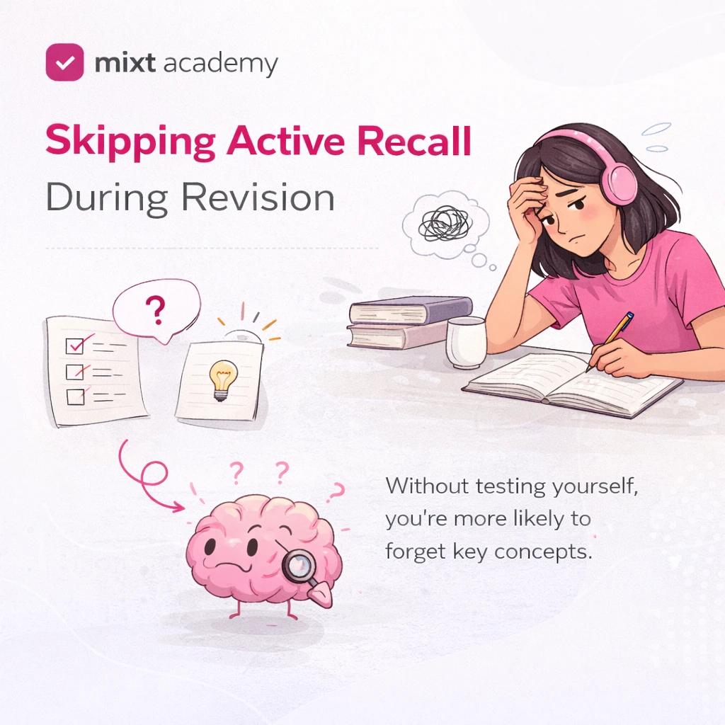 An image showing active recall revision tips. 