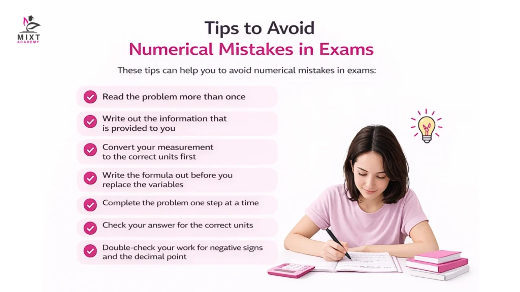 An image showing tips on how to avoid mistakes in exams 