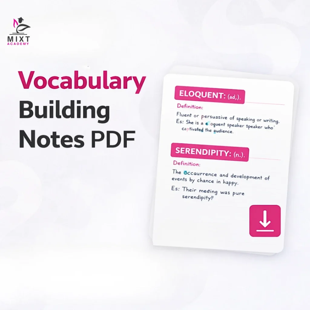 An image showing vocabulary-building notes 